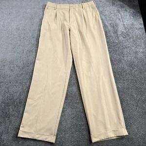 Nike Golf Dri Fit Performance Pants Men Size 32x32 Tan Pleated Cuffed 391965-235